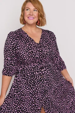 Lorraine Fit & Flare Dresses | Maxi Dresses*Adeline Abstract Hearts Black Pink Maxi Dress