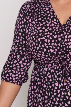Lorraine Fit & Flare Dresses | Maxi Dresses*Adeline Abstract Hearts Black Pink Maxi Dress