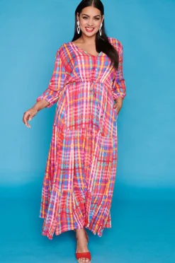 Ebby & I Casual Dresses | Fit & Flare Dresses*Adeline Pink Check Dress