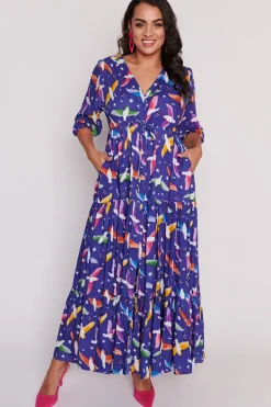 Lorraine Fit & Flare Dresses | Maxi Dresses*Adeline Rainbow Crackle Dress