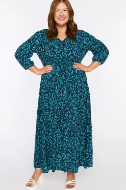 Lorraine Fit & Flare Dresses | Maxi Dresses*Adeline Teal Dash Dress