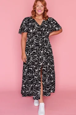 Lorraine Casual Dresses | Fit & Flare Dresses*Alexia Peonies Black & White Dress