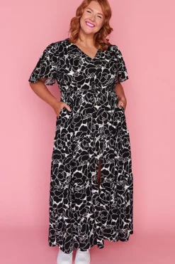 Lorraine Casual Dresses | Fit & Flare Dresses*Alexia Peonies Black & White Dress