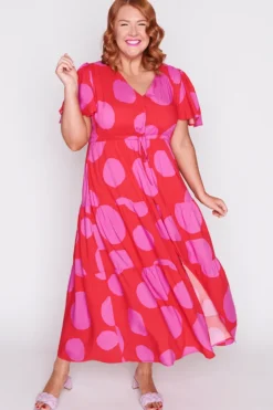 Lorraine Designs Casual Dresses | Fit & Flare Dresses*Alexia Splotched Pink & Red Dress