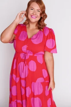 Lorraine Designs Casual Dresses | Fit & Flare Dresses*Alexia Splotched Pink & Red Dress