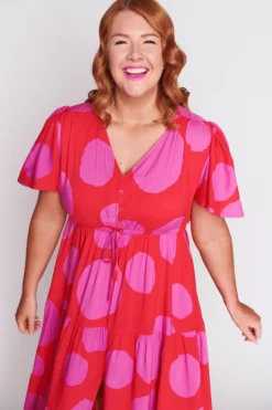Lorraine Designs Casual Dresses | Fit & Flare Dresses*Alexia Splotched Pink & Red Dress
