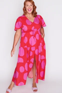 Lorraine Designs Casual Dresses | Fit & Flare Dresses*Alexia Splotched Pink & Red Dress