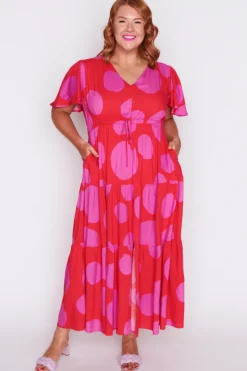 Lorraine Designs Casual Dresses | Fit & Flare Dresses*Alexia Splotched Pink & Red Dress