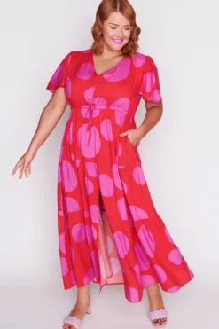 Lorraine Designs Casual Dresses | Fit & Flare Dresses*Alexia Splotched Pink & Red Dress