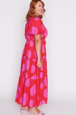 Lorraine Designs Casual Dresses | Fit & Flare Dresses*Alexia Splotched Pink & Red Dress