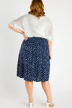 Lorraine Skirts*Ally Navy & White Flecks Skirt