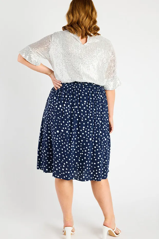 Lorraine Skirts*Ally Navy & White Flecks Skirt