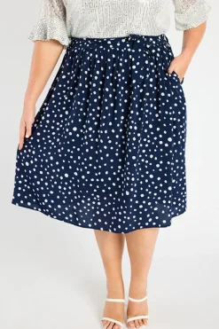 Lorraine Skirts*Ally Navy & White Flecks Skirt