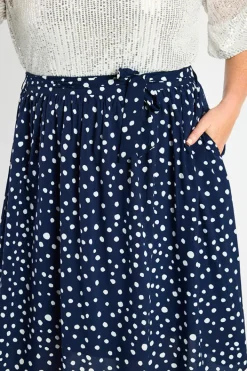 Lorraine Skirts*Ally Navy & White Flecks Skirt