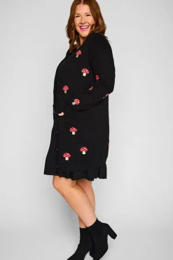 Lorraine Designs Knits & Cardigans*Angela Black Mushroom Cardi