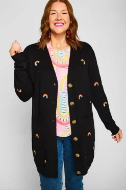 Lorraine Designs Knits & Cardigans*Angela Black Rainbows Cardi
