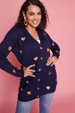 Lorraine Designs Knits & Cardigans*Angela Navy Heart Cardi