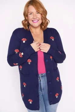 Lorraine Designs Knits & Cardigans*Angela Navy Mushroom Cardi
