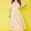 Lorraine Designs Casual Dresses | Fit & Flare Dresses*Angie Mustard Stripe Wrap Dress