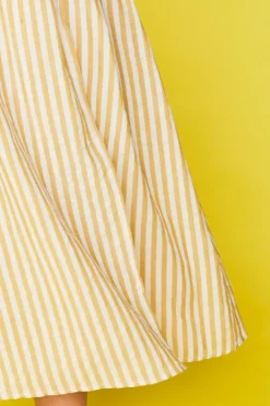 Lorraine Designs Casual Dresses | Fit & Flare Dresses*Angie Mustard Stripe Wrap Dress