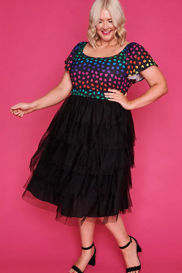 Lorraine Designs Fit & Flare Dresses | Off The Shoulder Dresses*Aspen Neon Love Dress