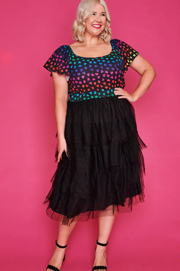 Lorraine Designs Fit & Flare Dresses | Off The Shoulder Dresses*Aspen Neon Love Dress