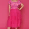 Lorraine Designs Fit & Flare Dresses | Off The Shoulder Dresses*Aspen Pink Confetti Dress