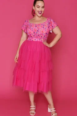 Lorraine Designs Fit & Flare Dresses | Off The Shoulder Dresses*Aspen Pink Confetti Dress