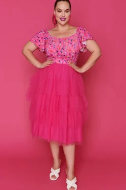 Lorraine Designs Fit & Flare Dresses | Off The Shoulder Dresses*Aspen Pink Confetti Dress