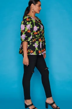Ebby & I Tops*Atalanta Black Botanics Top