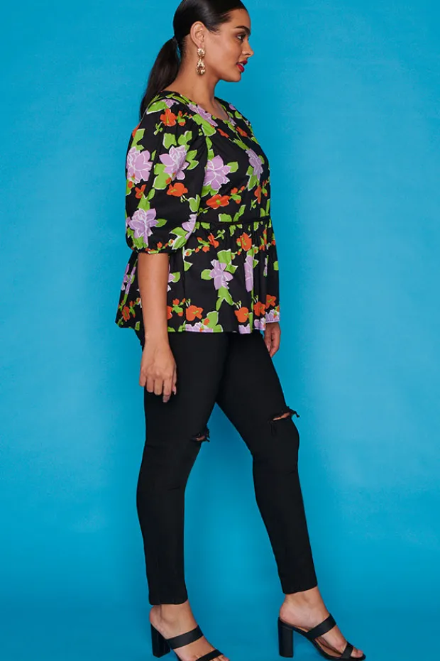Ebby & I Tops*Atalanta Black Botanics Top