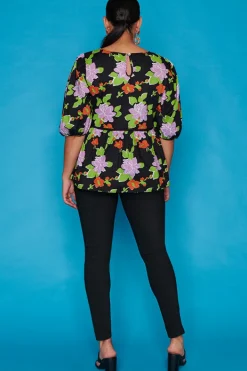 Ebby & I Tops*Atalanta Black Botanics Top