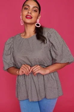 Ebby & I Tops*Atalanta Check It Out Black Top