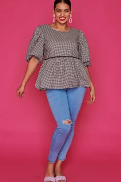 Ebby & I Tops*Atalanta Check It Out Black Top