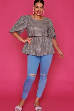 Ebby & I Tops*Atalanta Check It Out Black Top