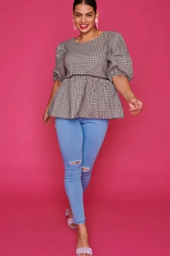 Ebby & I Tops*Atalanta Check It Out Black Top