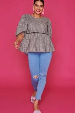 Ebby & I Tops*Atalanta Check It Out Black Top