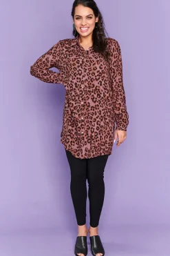 Lorraine Designs Tops*Aubree Chocolate Leopard Shirt