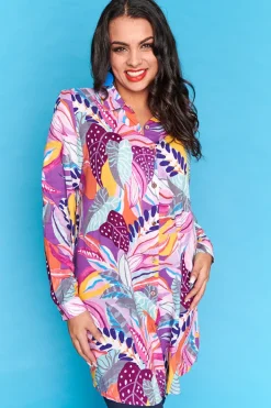 Lorraine Designs Tops*Aubree Textured Palms Shirt
