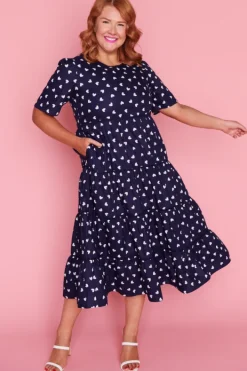 Lorraine Designs Casual Dresses | Shift Dresses*Aurelia Navy & White Hearts Maxi Dress