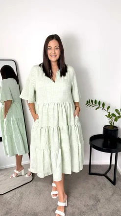 YD International Loose Dresses | Casual Dresses*Birdie Gingham Green Dress