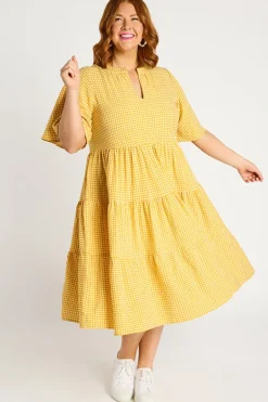 YD International Loose Dresses | Casual Dresses*Birdie Gingham Yellow Dress