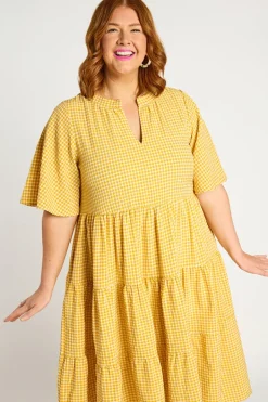 YD International Loose Dresses | Casual Dresses*Birdie Gingham Yellow Dress