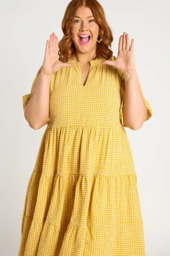 YD International Loose Dresses | Casual Dresses*Birdie Gingham Yellow Dress