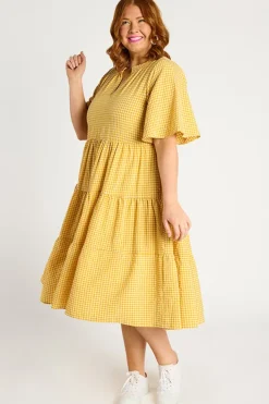 YD International Loose Dresses | Casual Dresses*Birdie Gingham Yellow Dress