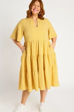 YD International Loose Dresses | Casual Dresses*Birdie Gingham Yellow Dress