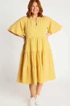YD International Loose Dresses | Casual Dresses*Birdie Gingham Yellow Dress