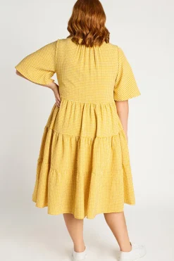 YD International Loose Dresses | Casual Dresses*Birdie Gingham Yellow Dress