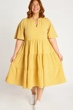 YD International Loose Dresses | Casual Dresses*Birdie Gingham Yellow Dress