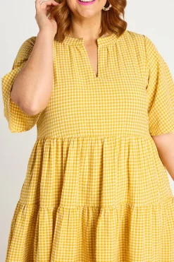YD International Loose Dresses | Casual Dresses*Birdie Gingham Yellow Dress